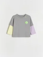 Bluzki dla niemowląt - Reserved - Bawełniany longsleeve - ciemnoszary - miniaturka - grafika 1