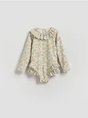 Stroje kąpielowe dla dziewczynek - Reserved - Strój kąpielowy z długim rękawem - złamana biel - miniaturka - grafika 1