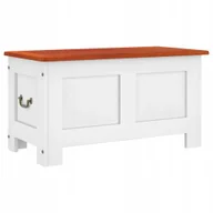 Inne meble do sypialni - Skrzynia z pokrywą, brązowo-biała, lite drewno - miniaturka - grafika 1