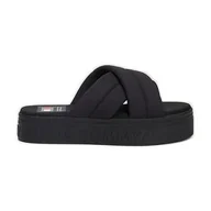 Klapki i japonki damskie - Klapki Tommy Hilfiger Lettering Flatform Sandal EN0EN02465BDS czarne - miniaturka - grafika 1