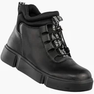 Botki damskie - Botki Damskie Skórzane Ocieplane Na Zamek Buty Zimowe Czarne Filippo DBT6532/25BK Czarny 39 - miniaturka - grafika 1