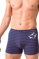 Majtki męskie - Bokserki męskie bawełniane w paski czerwone z grafiką nadmorskich ptaków MXH 366 Key - miniaturka - grafika 1