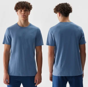Koszulka Męska 4F T-shirt Sportowy Niebieski Basic Regular Bawełna XL - Koszulki męskie - miniaturka - grafika 1