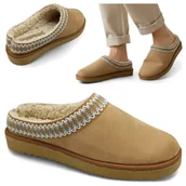 Kapcie damskie - Kapcie Domowe Ciepłe Klapki Damskie Wygodne Lekkie Inblu Brązowe Laczki 37 - miniaturka - grafika 1