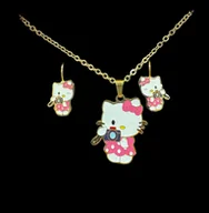 Biżuteria dla dzieci - Zestaw kolczyki + naszyjnik Hello Kitty - miniaturka - grafika 1