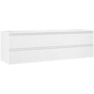 Szafki łazienkowe - Mexen Rivel szafka łazienkowa podumywalkowa 160 cm z blatem, 2 szuflady, ryflowana , biała mat - 91A20-16047-2-BFFC01 - miniaturka - grafika 1