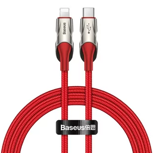 Baseus Kabel USB  Baseus wytrzymały podświetlany nylonowy kabel przewód USB Lightning Power Delivery 18 W 1 m 480 Mbps z diodą LED czerwony CATLYY-09 59808-uniw - Kable komputerowe i do monitorów - miniaturka - grafika 1