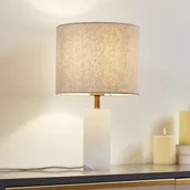 Lampy stojące - Lampa stołowa Lindby alabaster, biały/beżowy, Ø 25 cm, marmur, E27 - miniaturka - grafika 1