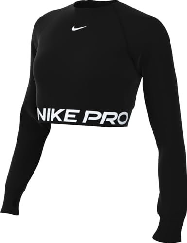 Nike Damski Top Pro Df 365 Crop Ls, Black/White, FV5484-010, M