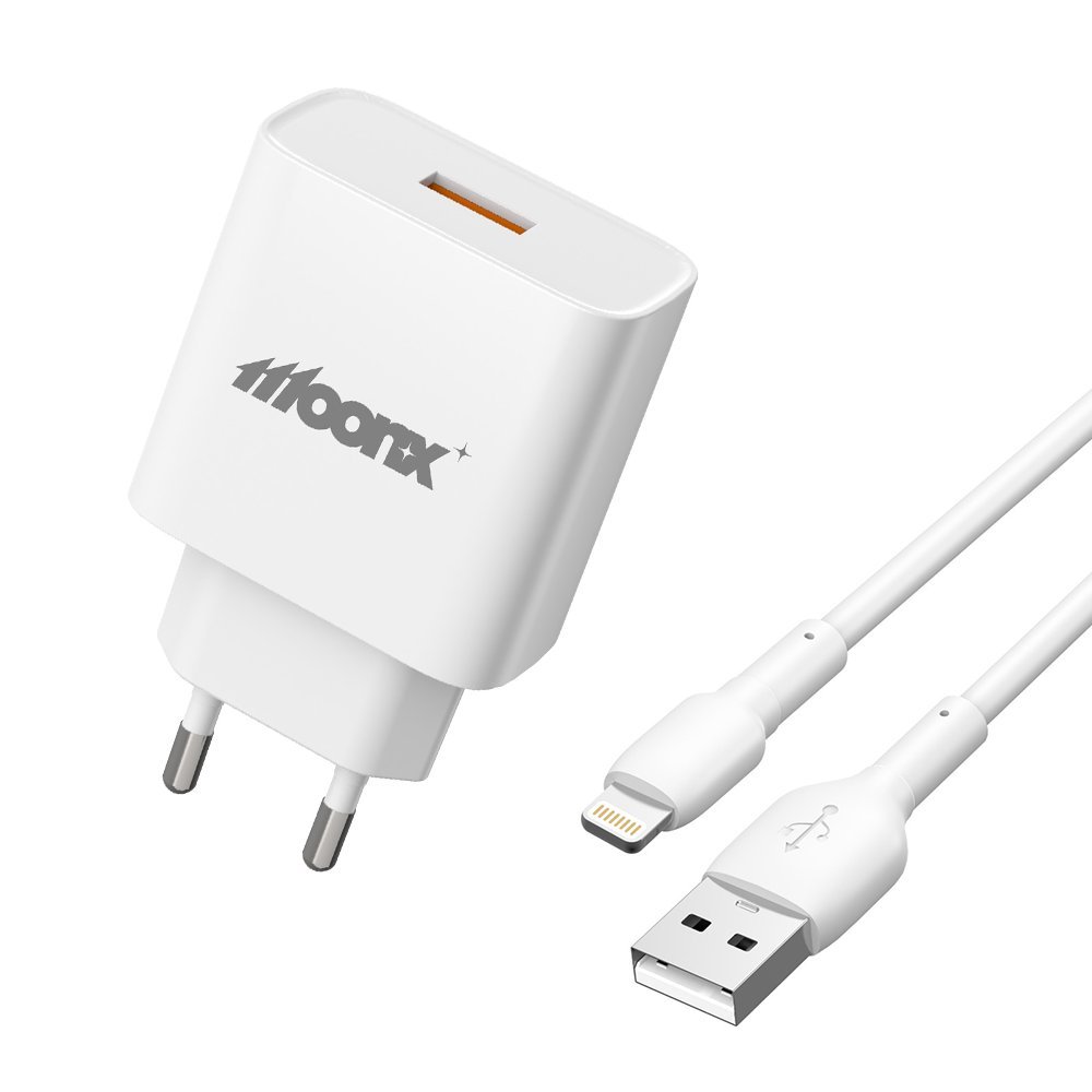 MOONX ładowarka sieciowa MC05 22,5W 1xUSB QC3.0 + kabel Lightning Biały