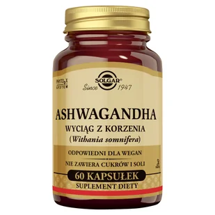 Solgar Ashwagandha wyciąg z korzenia 60 kapsułek roślinnych - Suplementy naturalne - miniaturka - grafika 1