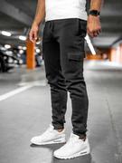 Spodnie sportowe męskie - Czarne spodnie męskie bojówki joggery dresowe Denley JX326A - miniaturka - grafika 1