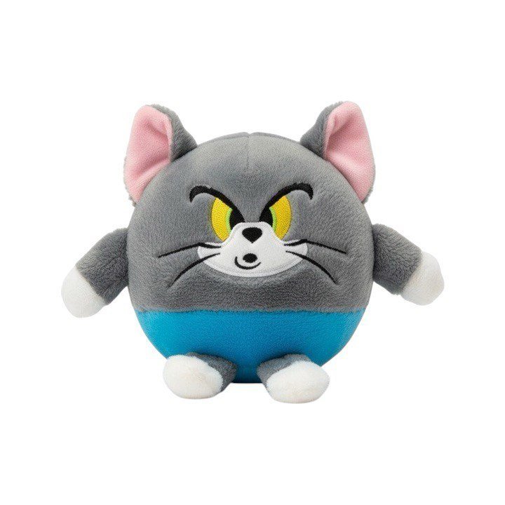 PLUSZOWA MASKOTKA SZARY KOT TOM Z BAJKI TOM I JERRY 20 CM – OKRĄGŁA, MIĘKKA PRZYTULANKA