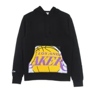 Bluzy męskie - Bluza z kapturem Mitchell & Ness NBA Cropped Logo Los Angeles Lakers czarna - M - miniaturka - grafika 1