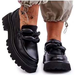 Skórzane Mokasyny Półbuty Big Star LL274580 Czarne - Mokasyny damskie - miniaturka - grafika 1