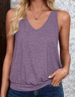 Koszulki i topy damskie - Luźny damski top bez rękawów - Fioletowy - miniaturka - grafika 1