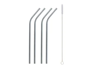 Słomki rurki łamane wielokrotnego użytku metalowe - 4 szt. - Słomki do napojów - miniaturka - grafika 1