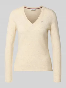 Sweter z dzianiny o kroju slim fit z czystej wełny - Swetry damskie - miniaturka - grafika 1