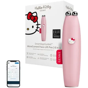 Geske, Urządzenie do mikroprądowego liftingu twarzy 6w1 Hello Kitty z aplikacją, różowe - Szczoteczki do twarzy - miniaturka - grafika 1