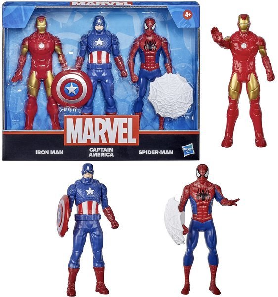 Figurka Hasbro Zestaw 3 figurek AVENGERS MARVEL HASBRO F1394 SPIDERMAN IRONMAN Kap.AMERYKA