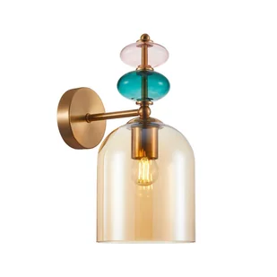 Italux Busco Kinkiet WL-30263-1B-BRO-AMB Złoty - Lampy ścienne - miniaturka - grafika 1