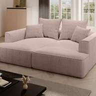 Sofy i kanapy - Kanapa 3-osobowa z głębokim siedziskiem z szeroko prążkowanego sztruksu w pudrowym różu - PINETA - miniaturka - grafika 1