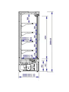 Regał chłodniczy GRANDIS SGD 3.75/0.7 3830x674x1990 drzwi przesuwne - Szafy i witryny chłodnicze - miniaturka - grafika 3