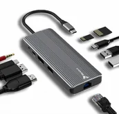Huby USB - REAGLE HUB USB-C 10w1 DisplayPort 1.4 HDMI 2.1 8K 4K 144Hz Display Port M1 - miniaturka - grafika 1