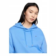 Bluzy damskie - TOMMY HILFIGER BLUZA DAMSKA Z KAPTUREM REG FLAG CHEST HOODIE NIEBIESKA r.XS - miniaturka - grafika 1