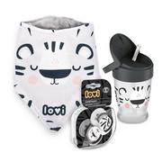 Kubki dla dzieci - LOVI, Zestaw Salt&Pepper: Kubek z rurką 250 ml , zestaw smoczków dyn. 6–18m + Bandamka LOVI  Gratis - miniaturka - grafika 1