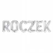 Baby shower i roczek - Balon Foliowy Napis Roczek Srebrny Urodziny Tort - miniaturka - grafika 1