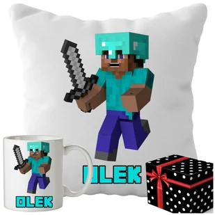 Kubek + Poduszka Minecraft 330ml 40x40cm i Opakowanie Na Prezent Imię - Gadżety dla niej i dla niego - miniaturka - grafika 1