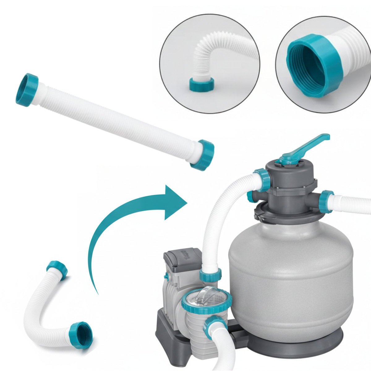 Bestway wąż krótki z nakrętkami 40 cm 38mm do pompy piaskowej  flowclear