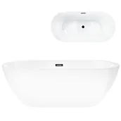 Wanny - Wanna akrylowa, wolnostojąca Reno Corsan 160 cm korek klik-klak grafit - miniaturka - grafika 1