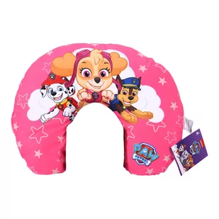Zagłówek, Poduszka podróżna do fotelika samochodowego Psi Patrol - różowa, 35x30 cm PRODUKT LICENCJONOWANY, ORYGINALNY - Kołdry i poduszki dla dzieci - miniaturka - grafika 1