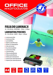 Office Products Folia do laminowania A4 2x80mikr. błyszcząca 100szt. transp 5901503679166 - Artykuły biurowe - miniaturka - grafika 2