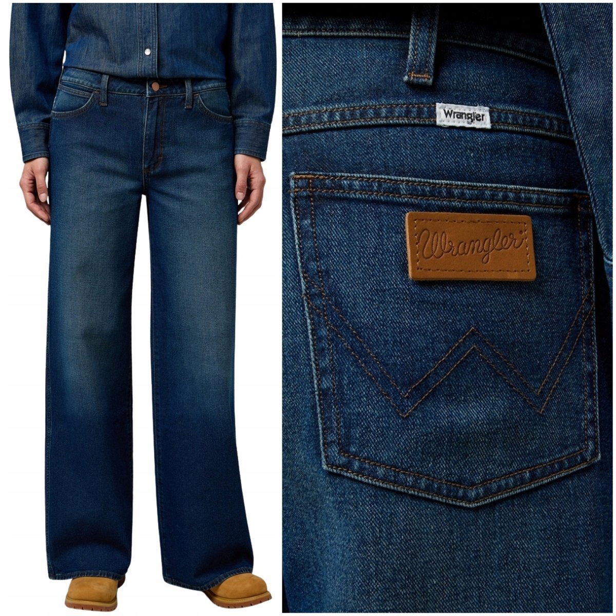 Wrangler WORLD WIDE luźne szerokie damskie spodnie jeansowe palazzo W32 L32