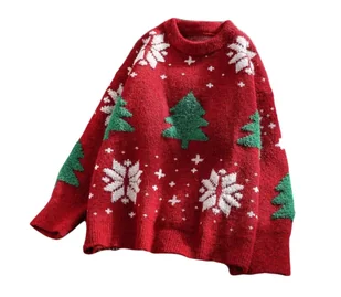 Damski Sweterek Świąteczny Czerwony - Swetry damskie - miniaturka - grafika 1