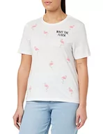 Koszulki i topy damskie - ONLY Women's ONLKITA REG S/S Flamingle TOP Box JRS T-Shirt, Bright White/AOP: Flamingo, XS - miniaturka - grafika 1