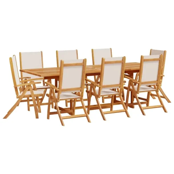 Zestaw Mebli Ogrodowych z Drewna Akacjowego, Stół (160-240)x100x75 cm, Kr