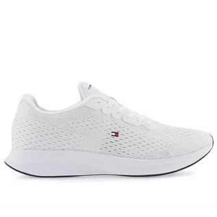 Trampki męskie - Buty Tommy Hilfiger Lightweight Runner FM0FM04563-YBS - białe - grafika 1