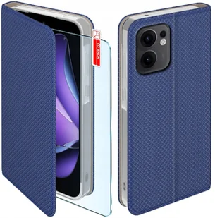 Etui z klapką do Oppo Reno 13 FS 5G| F 5G Zamykane Granatowe Futerał +Szkło - Etui i futerały do telefonów - miniaturka - grafika 1