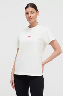 adidas t-shirt damski kolor beżowy - Koszulki sportowe damskie - miniaturka - grafika 1