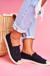 Klasyczne Damskie Espadryle Czarne Flaure - Zazoo - Espadryle damskie - miniaturka - grafika 1
