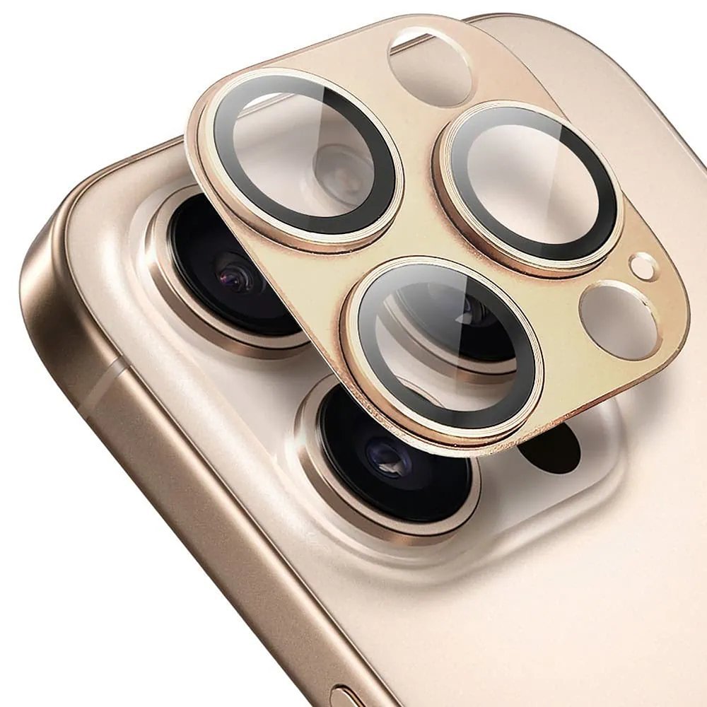 Metalowa osłona na cały aparat do iPhone 16 Pro Max, złota