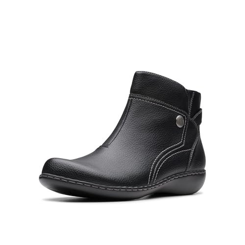 Clarks Damskie botki Ashland Mabel, Czarny Tumbled, 37 EU