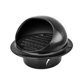 Kratki wentylacyjne - Kratka wentylacyjna ze stali nierdzewnej, kopułkowa z moskitierą, średnica otworu 200 mm, kolor czarny - miniaturka - grafika 1