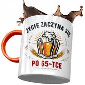 Kubki - Kubek Pomarańczowy na Urodziny 65 65te 65-te z Nadrukiem ze Zdjęciem + Opakowanie na prezent (wzór 03) - miniaturka - grafika 1