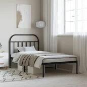 Inne meble do sypialni - vidaXL Metalowa rama łóżka z wezgłowiem, czarna, 107x203 cm - miniaturka - grafika 1