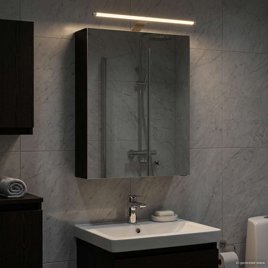 vidaXL vidaXL Szafka z lustrem do łazienki Czarny Dąb 50 x 14,5 x 70 cm